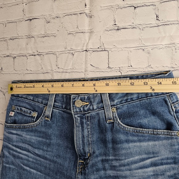 AG Adriano Goldschmied The Ex Boyfriend Slim Jeans 27R Raw Hem Blue Whiskers - Picture 11 of 14